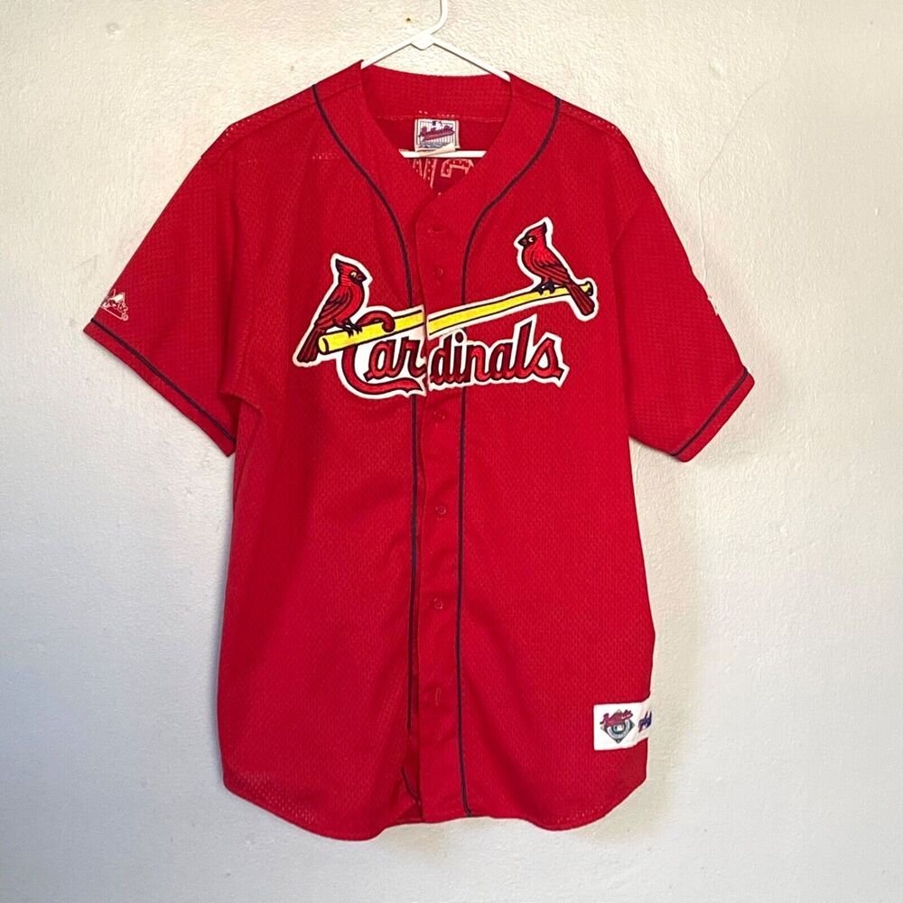 St. Louis Cardinals Jersey Large Red VINTAGE Diamond MLB MCGWIRE #25 USA Sewn